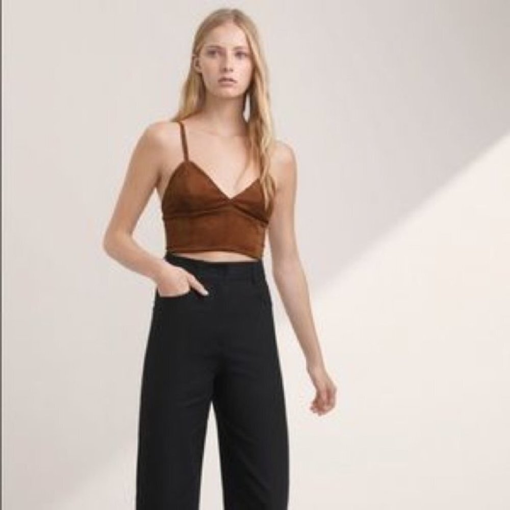 Aritzia Talula Martello Black Suede Bustier Coachella Festival Top
